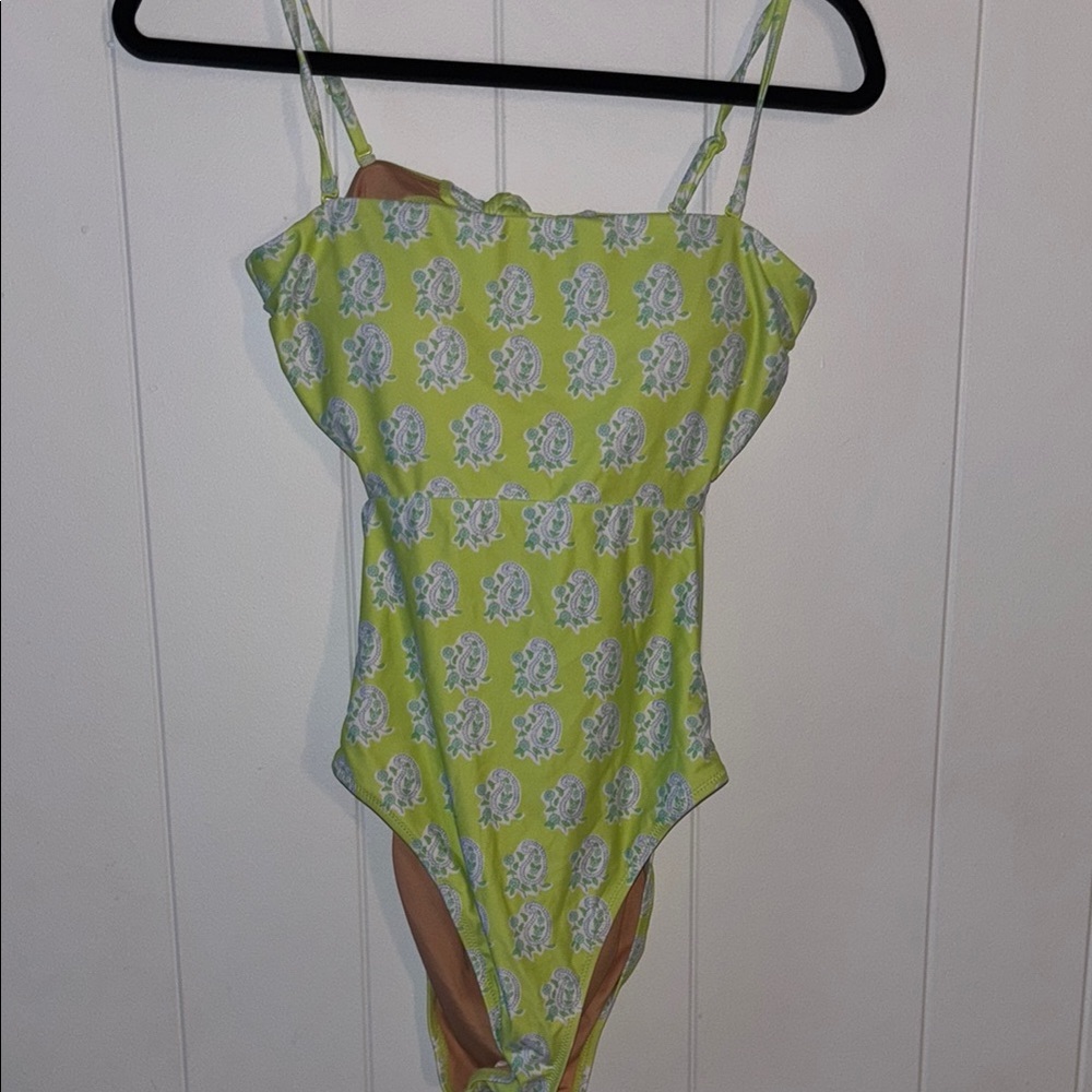 Lime Green Floral One-Piece Swimsuit